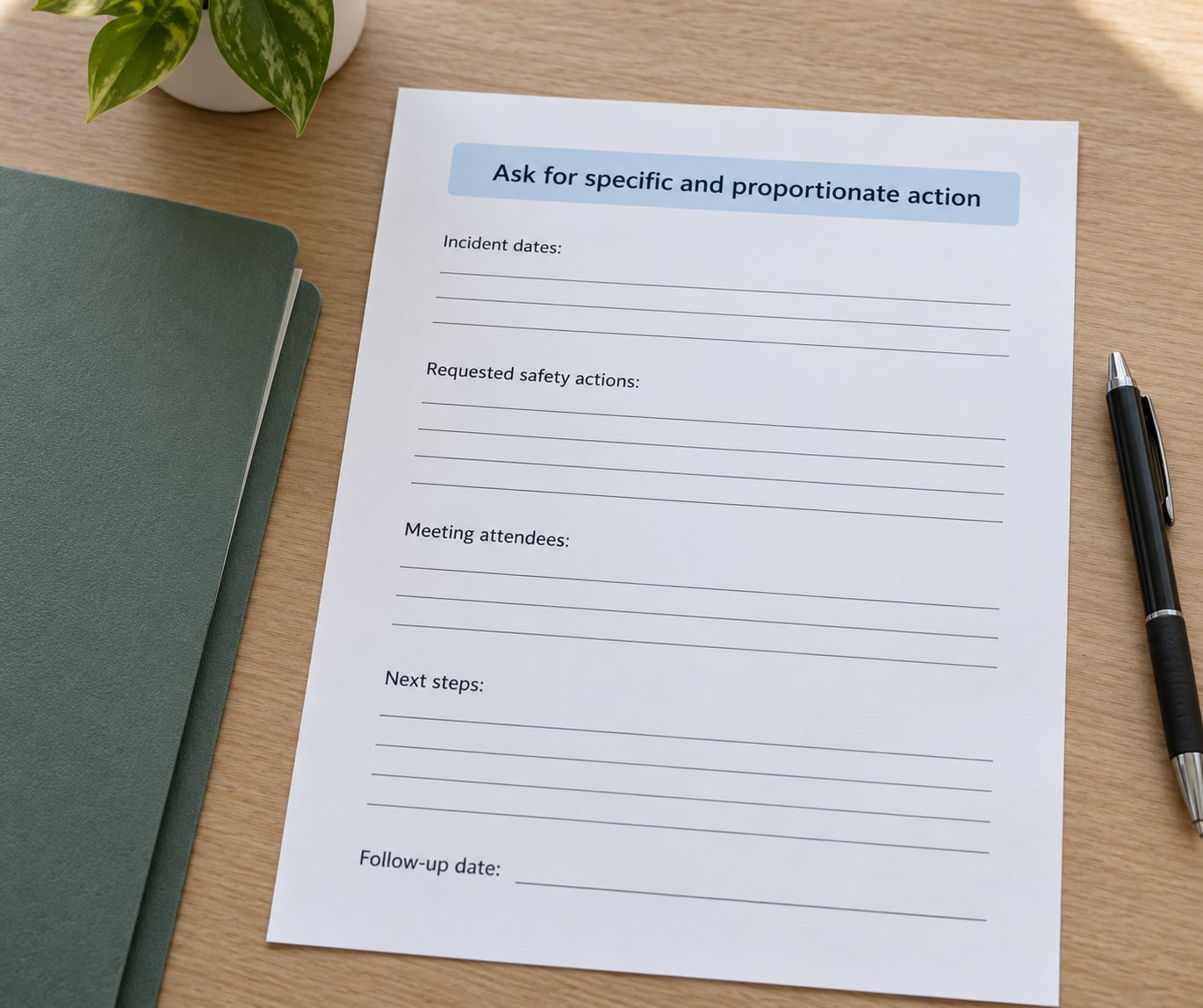 Ask for specific and proportionate action