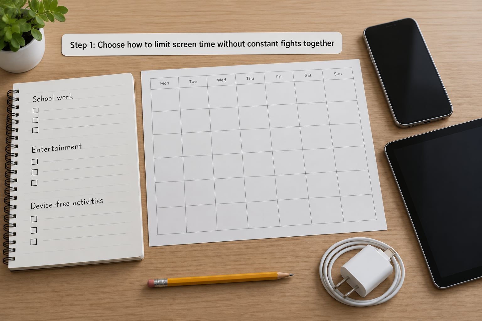 Step 1: Choose how to limit screen time without constant fights together