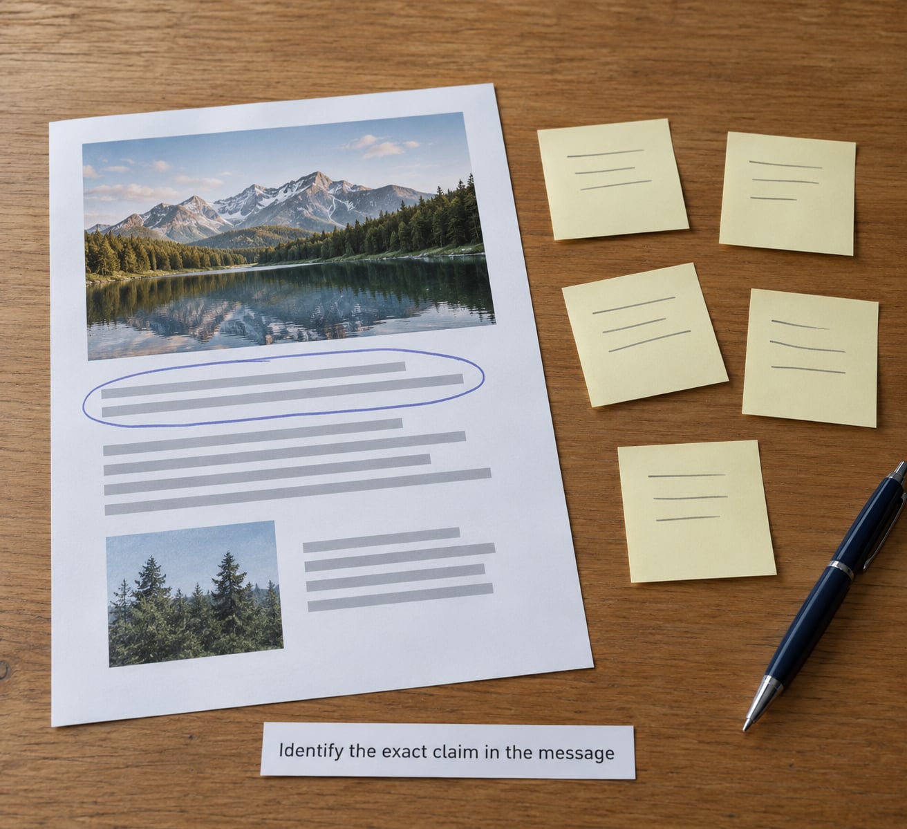 Identify the exact claim in the message
