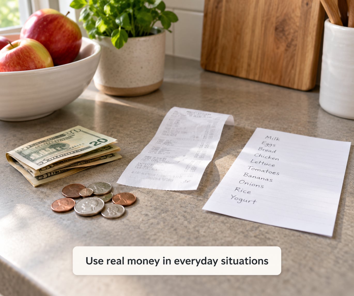 Use real money in everyday situations